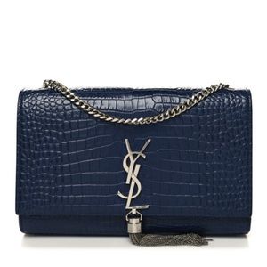 Saint Laurent Medium Classic Monogram Kate Tassel Satchel Deep Marine